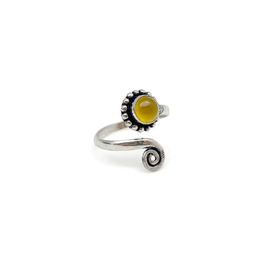 Silver Yellow Agate Ring